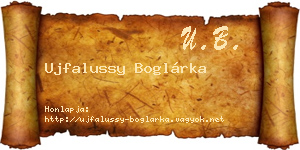 Ujfalussy Boglárka névjegykártya